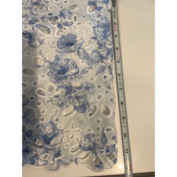 Caroline Costas Eylet White and Blue floral top Sz S - Picture 11 of 11